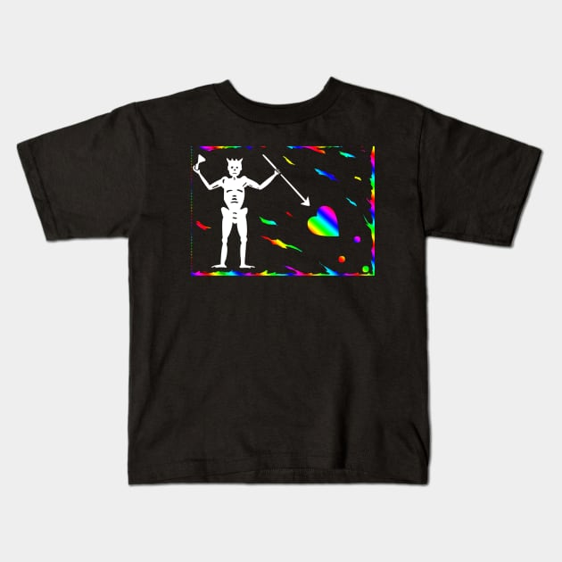 Blackbeard's Flag but Make It Gayer Kids T-Shirt by vanitygames
